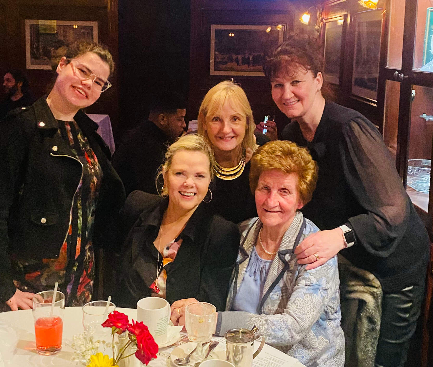 group photo at the bar