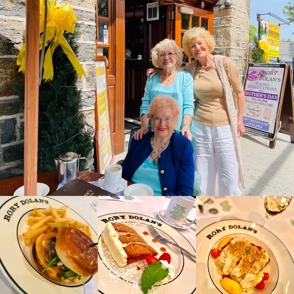 three ladies dining outdoor