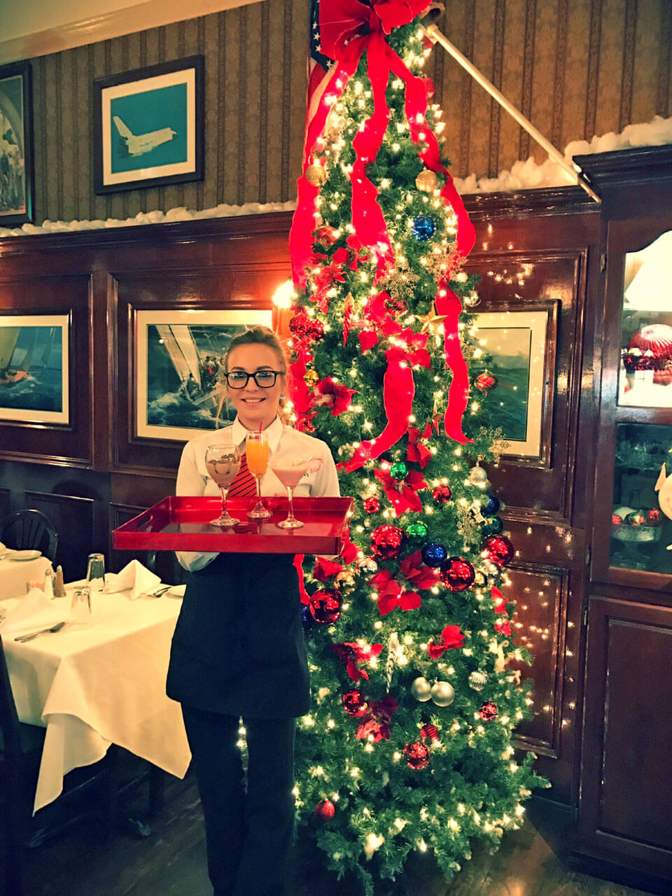 waitress holding cocktails