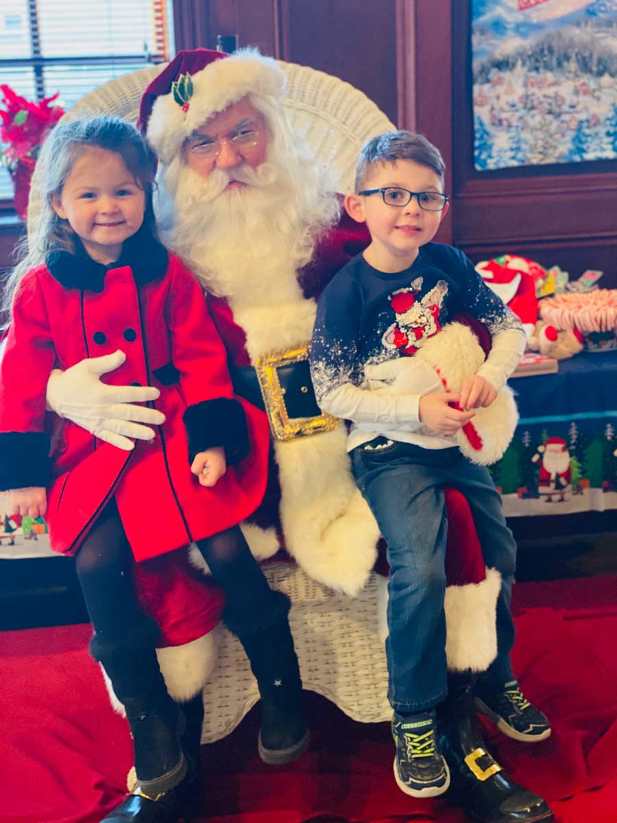 santa with two children